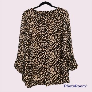 Cream & Black Animal Print Blouse